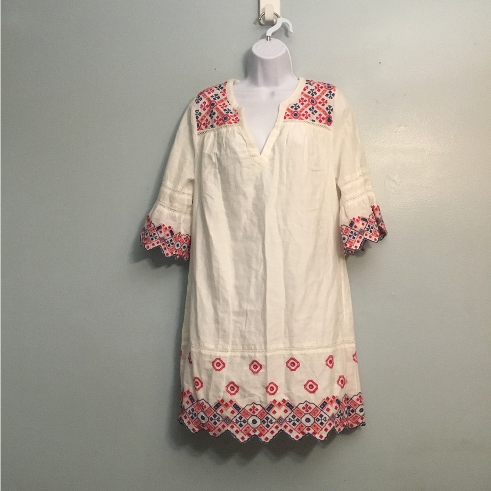 Vineyard Vines Cream Dress with Red and Blue Accents